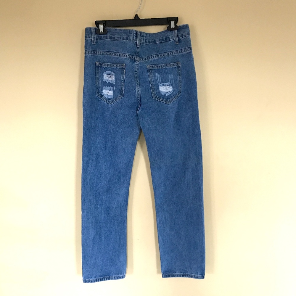 Mom Style Embellished Pearl Distressed Jeans - Picture 6 of 7